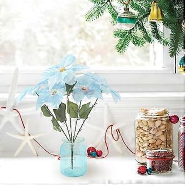 5 julesimuleringsblomster, julestjerne - hvit uten vase