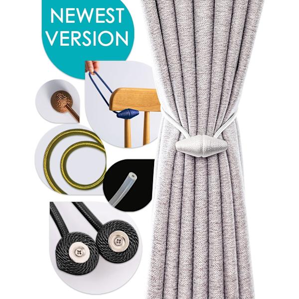 Magnetisk gardinbrakett, beige med større nivelleringsmagnet, 4-pi