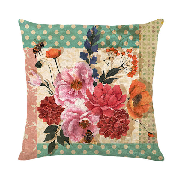 Set med 4 Retro Kuddfodral 45x45cm Snyggt Blommönster Dekora