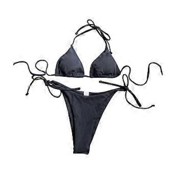 Bikini Set Dam Baddräkt för Klubbar Vattenaktiviteter Semester Spa (Svart L) Black L