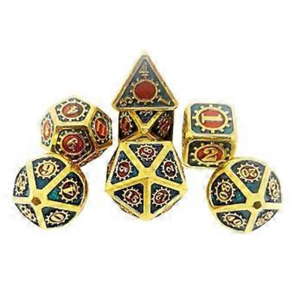 7 st/förpackning Polyedrisk zinklegering för Dragon Scales DnD RPG brädspelstärningar (20) 20