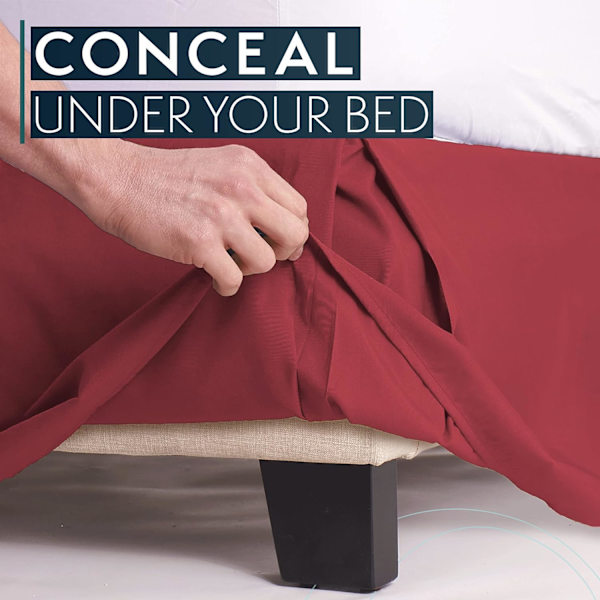 Burgunder Queen Bed Skirt - Dust Ruffle w/ 14 Inch Drop - Skreddersydd