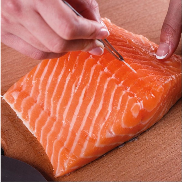 Kökstång, taggtång, fisk, rostfritt stål 13cm, böjd