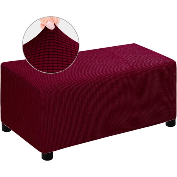 Rød, M Ottoman Slipcover Velvet Fodskammel Betræk Stor Fodstøtte Pouf