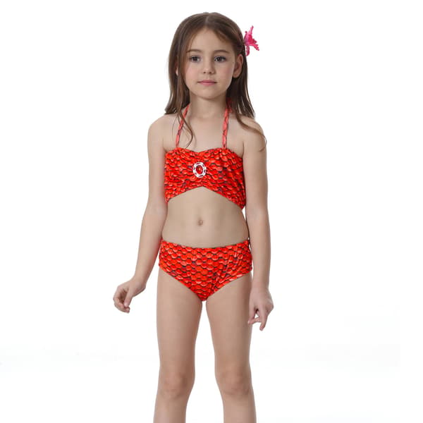 Børne- og pigers smukke fiskehale bikini sæt badedragt -4-5 år, rød