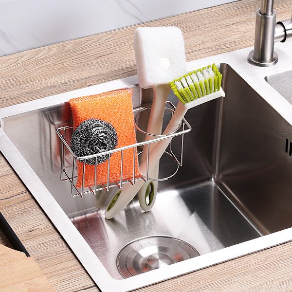 in Sink Keittiön Tiskialtaan Sieniteline Ruostumaton Teräs Liima Sieniteline Keittiön Tiskialtaan Kori Astianpesuharjan Pidike Keittiöön,Hopea