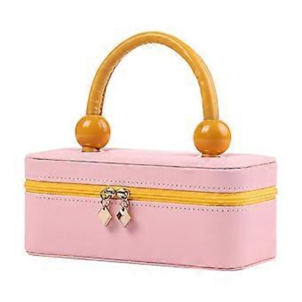 Elegant Smyckeskrin med Flera Fack PU Läder Smyckeshållare Kvinnor Ringar Halsband Örhängen Behållare