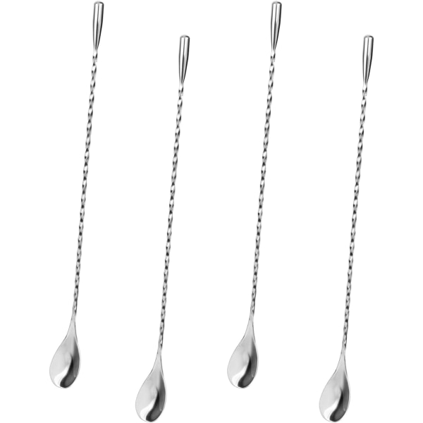 Silver - Set med 4 rostfria cocktailskedar blandningsskedar