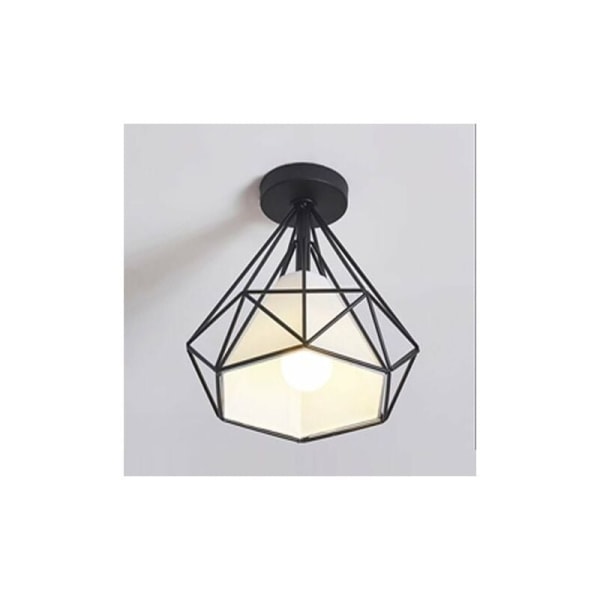 Retro Industrial Ceiling Light Cage Shaped Diamond Metal Iron Cha