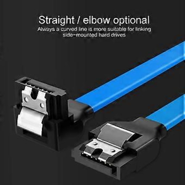 SATA 3.0 Datakabel SATA 3.0 90 Graders Harddisk Signal Kabel Ledning 40cm/50cm Kompatibel for SATA HDD SSD etc svart black