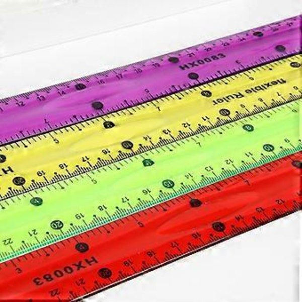 30 cm joustava viivain suora viivain taipuisa viivain värikäs viivain mittaustyökalu pehmeä viivain koulu toimistotarvikkeet punainen Red