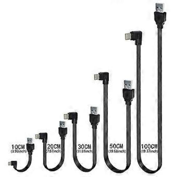 USB 2.0 Hann til USB C Datakabel Rett Hode/90 Graders Vinklet Flat Kabel For Nettbrett Telefoner 480Mbps Dataoverføring 0.2m straight head