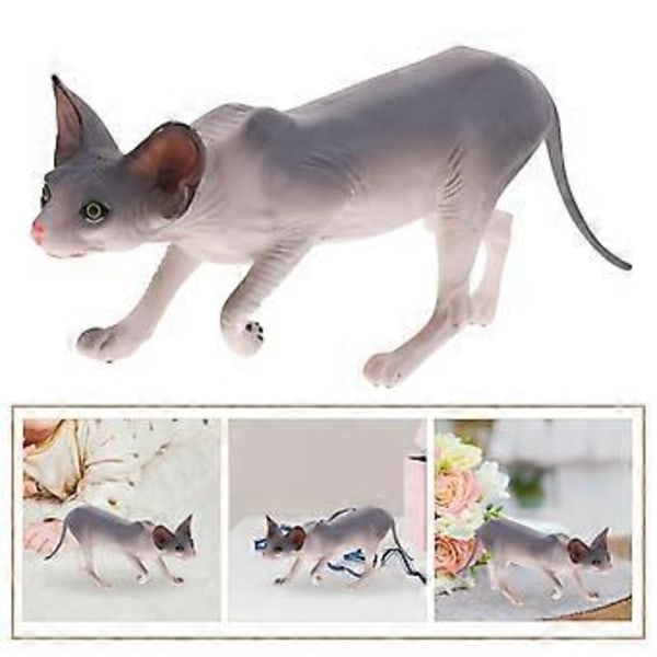 Dekorativ Kattdekor Liten Kattprydnad Hårlös Kattstaty Hantverksdekoration Simuleringskattungefigur