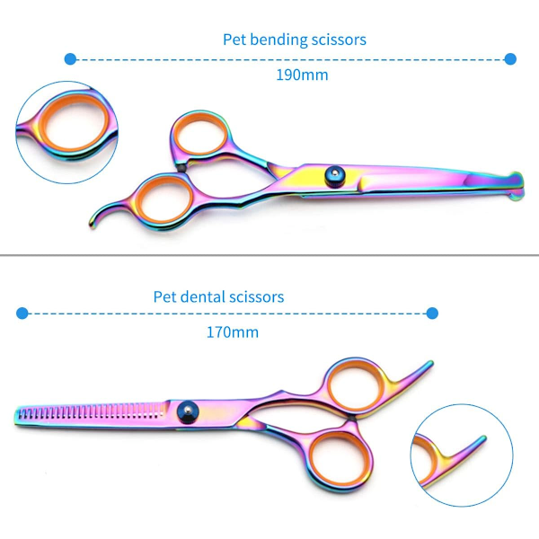 Hundestellsett, 5 deler kjæledyrpleiesaks, rustfritt stål