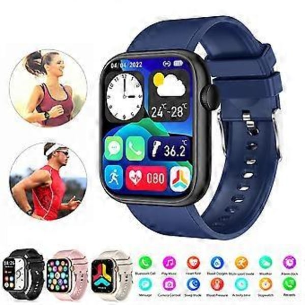 Smartklocka med Blodsyremätning Bluetooth-samtal Smart Armband Sport & Hälsohantering Klocka Fitness Tracker Blue