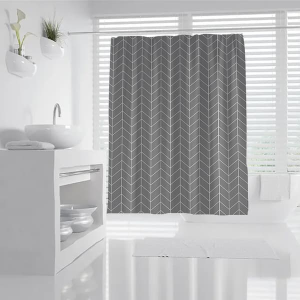 180x180cm Basics Herringbone-kuvioinen suihkuverho