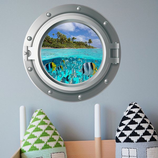 Fyra delar set 3D Sea Life Fish Wall Stickers för badrum,Under