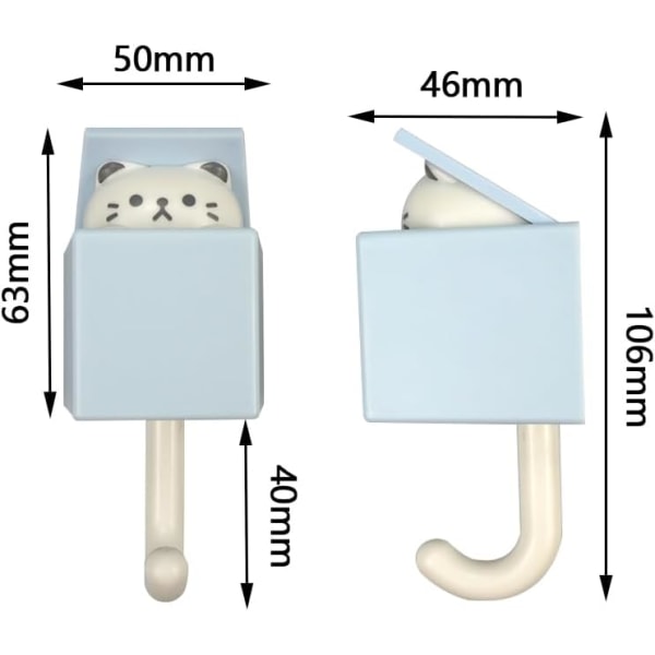 2 st kreativa limmade klädkrokar söt katt nyckelkrok söt bond