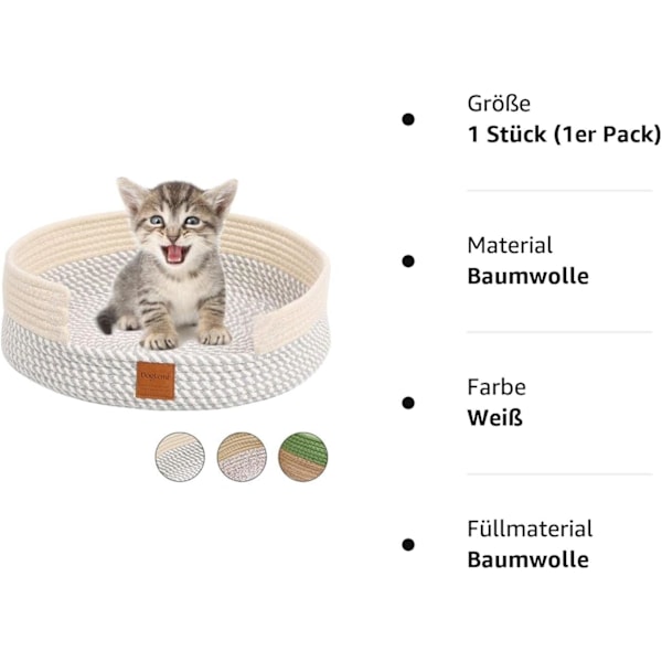 Rund kattbädd, sommar bomull hand stickning bekväm kattbo f