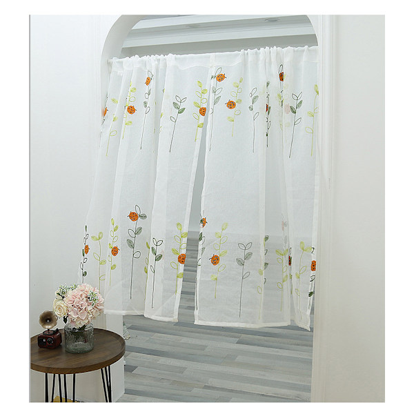 Korte gardiner, broderet gardiner, hvide, 100*130cm
