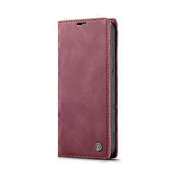 För iPhone 16e Plånboksfodral CASEME 013 Serie PU Läder Telefonskal Ställ Red