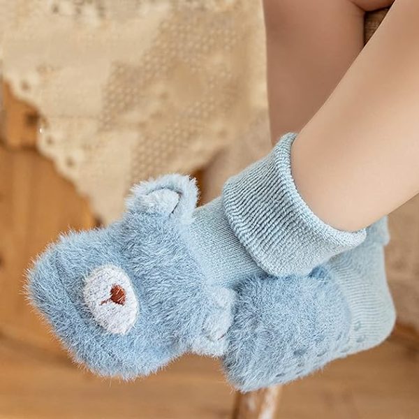 1-3 år gamla baby toddler termiska strumpor halkfria grepp ankelstrumpor