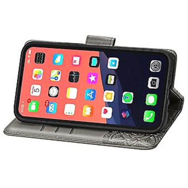 Fjäril Kärlek Blomma Läderfodral För iPhone 13 mini Grey