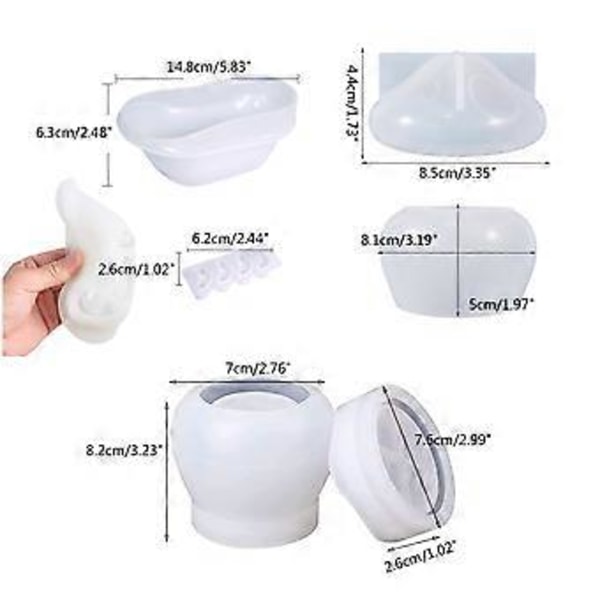 Krukker Resinforme Silikone Badekar/Svamp Epoxy Resin Støbeform til Opbevaringsboks, Slik Smykkebeholder, Boligindretning