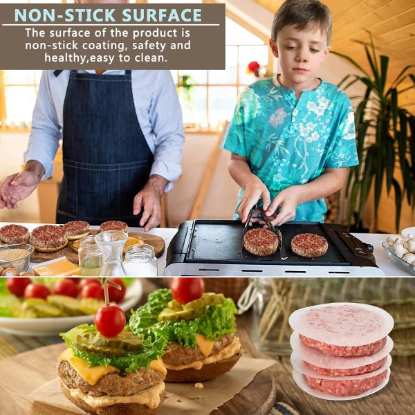 Hamburgerpresser i rustfrit stål, 5 tommer, non-stick