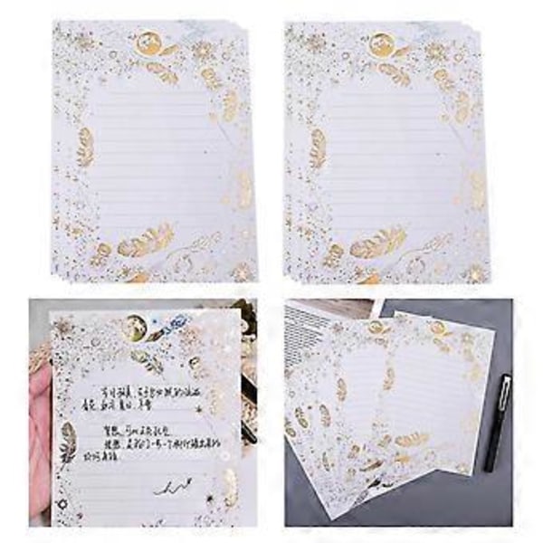 8x Inbjudningsbrev Skrivpapper Hälsningspapper Linjerat Skrivpapper Present (Vit A) White A