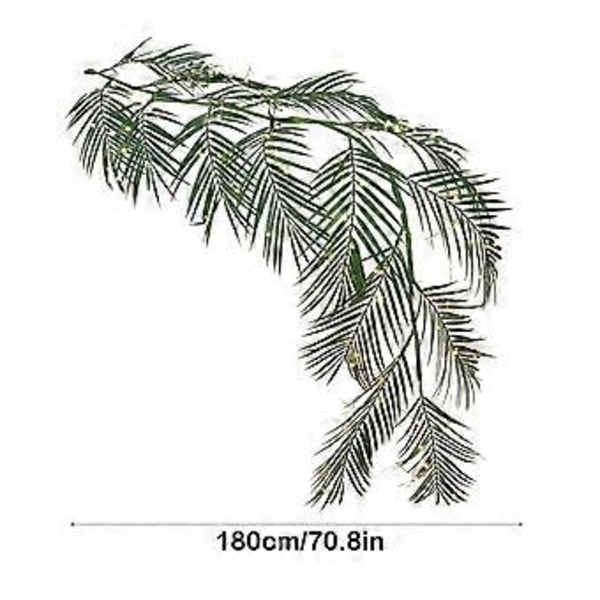 Belyst Palm Garland Timer 180 cm 120 LED-lampor Batteridriven Konstgjord Med Lampor För Sommar Julbord Öppen Spis