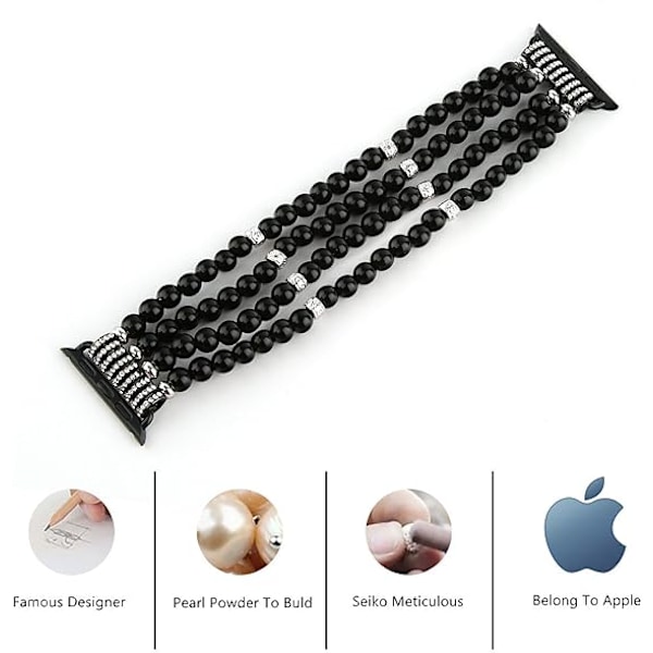 Perle urrem (sort), kompatibel med Apple Watch Band 42/4