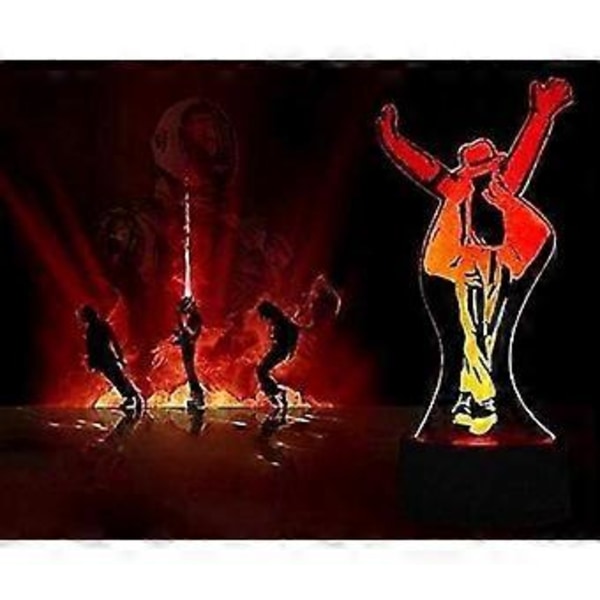 Michael Jackson Samlerobjekt 3D Illusionslampe med 7-farvet LED Natlys Touch Kontrol