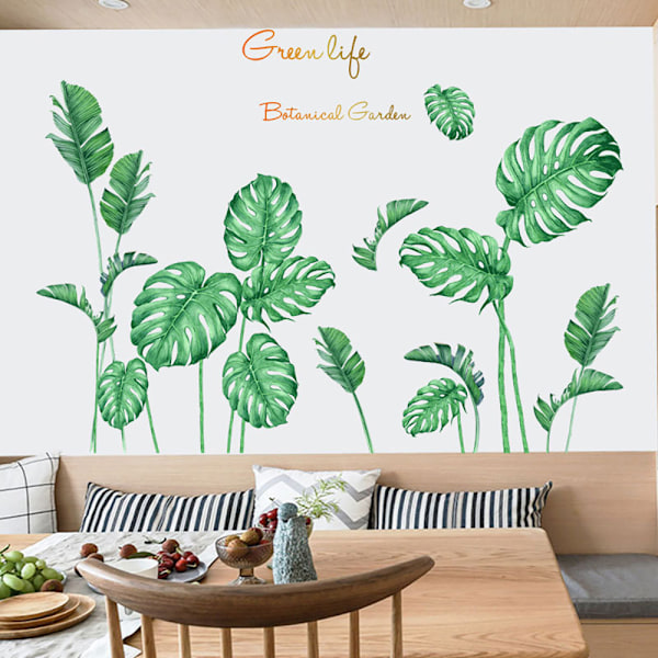 Green Tropical Leaf Wall Stickers Plants Wall Decals Bedroom Livi