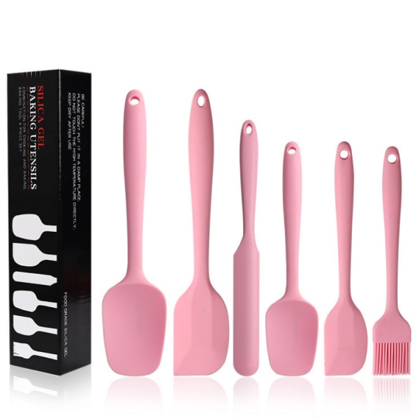 Set - rosa 6 delar non-stick gummispatel wi