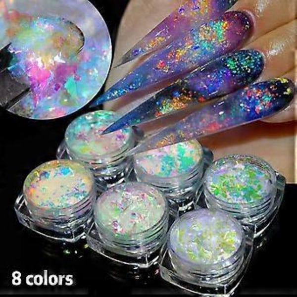 Nagelglitter Reflekterande Flakes Sparkles Reflekterande Färgglada Paljetter Nagellack Manikyr Nagelkonst Dekorationer för Kvinnor 06 6