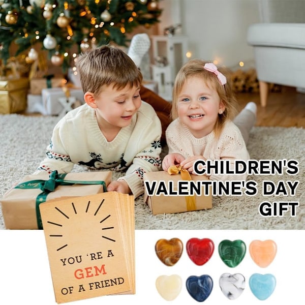 Valentinsdagspresent till barn, 24 valentinsdagskortset, studentpresent, hjärtformad kristallvalentinsdagskort för barn