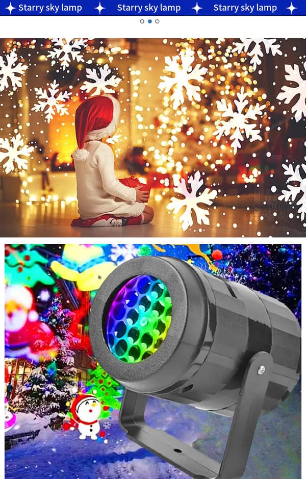 Vandtætte LED-juleprojektørlys til indendørs og udendørs brug, snefnugdesign