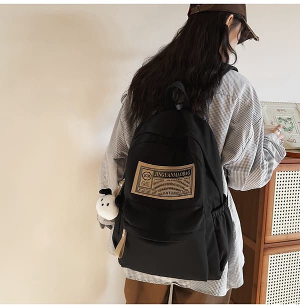 Skuldertaske med stor kapacitet, rygsæk, computertaske - Sort