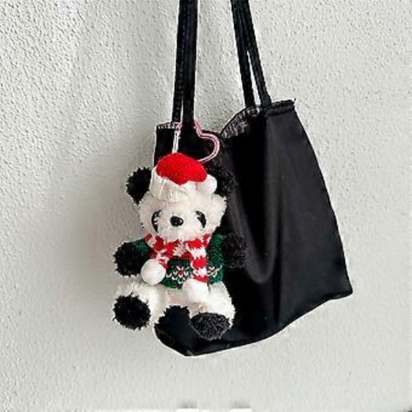 Bedårande Panda Nyckelring Mjuk Panda Hänge Nyckelring Hänge Plysch Panda Dockor Plysch Material Perfekt för Ryggsäckar Plånböcker tröja rosett sweater bow