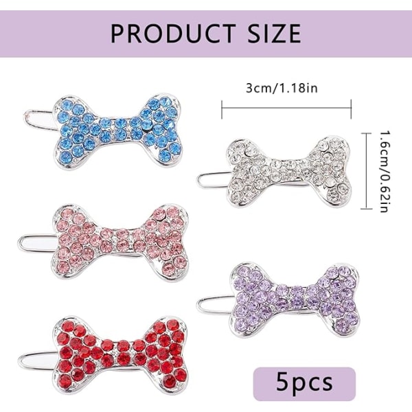 5 Dog Hair Clips Dog Rhinestone Barrette Clips Small Dog Hair Bo