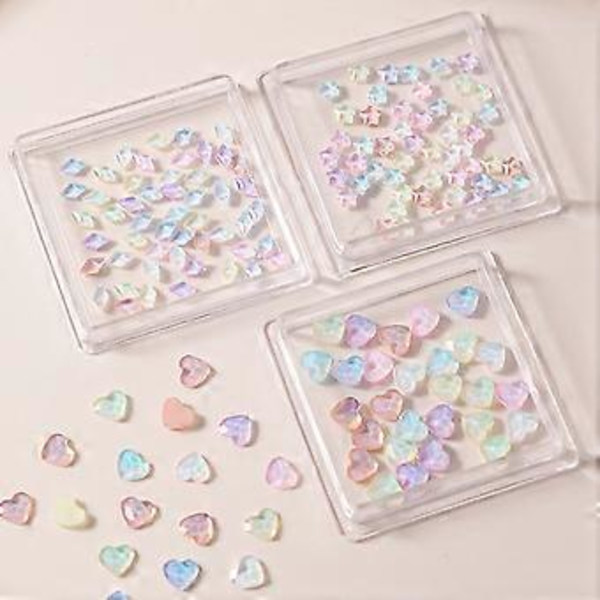 50 st/förpackning Romber Nagelberlocker Hjärtan Nagelkonst Berlocker Manikyr Tillbehör Stjärna Nagel Strass Berlocker DIY Nagelmaterial Star