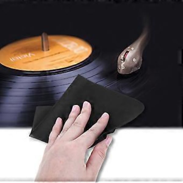 Antistaattinen mikrokuituliina vinyylilevyjen puhdistustyökalu LP-levysoittimelle, fonografille, CD-soittimelle - 5 kpl/p Musta