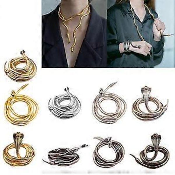 Punk Ormhalsband Unikt Böjbart Ormarmband Flexibelt Flerlagers Metall Ormhalsband Armband Smycken för Kvinnor Black Dragon 2