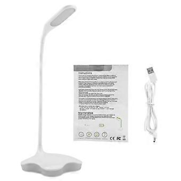 Uppladdningsbar LED Bordslampa Vikbar Skrivbordslampa för Sovrum Läsa Studera Rund Huvud Varm