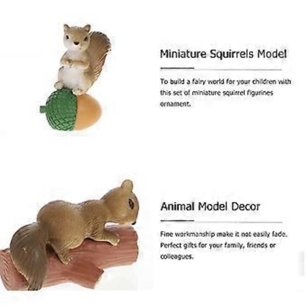 4 kpl Miniatyyri Orava Figuriinit Eläinmallit Maisema Puutarhakoriste