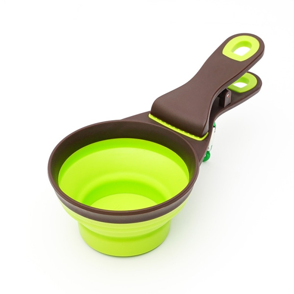 Green(M 237ml) Silicone Pet Food Scoop Multifunctional Folding D