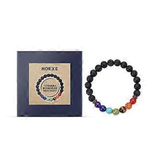 Naturlige vulkanske sten armbånd til mænd Reiki farverig vulkansk sten sort lava stretch
