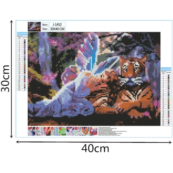DIY 5D Diamantmalerisett, Tiger Diamantmaleri Kryss