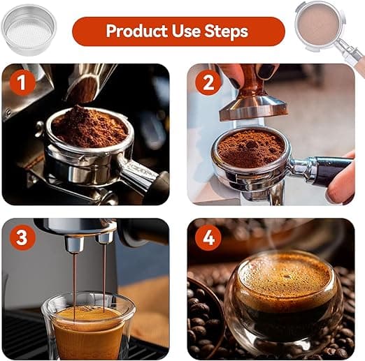 Rustfrit kaffefilter i rustfrit stål til to personer, 51 mm dobbeltlag